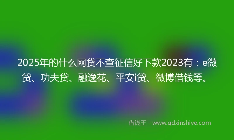 2025年的什么网贷不查征信好下款2023有：e微贷、功夫贷、融逸花、平安i贷、微博借钱等。