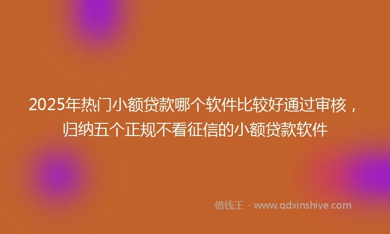 2025年热门小额贷款哪个软件比较好通过审核，归纳五个正规不看征信的小额贷款软件