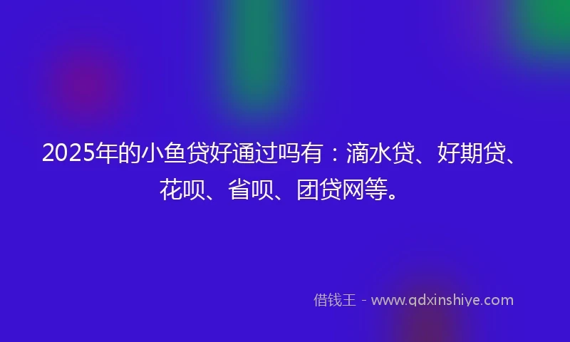 2025年的小鱼贷好通过吗有：滴水贷、好期贷、花呗、省呗、团贷网等。
