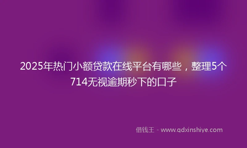 2025年热门小额贷款在线平台有哪些，整理5个714无视逾期秒下的口子
