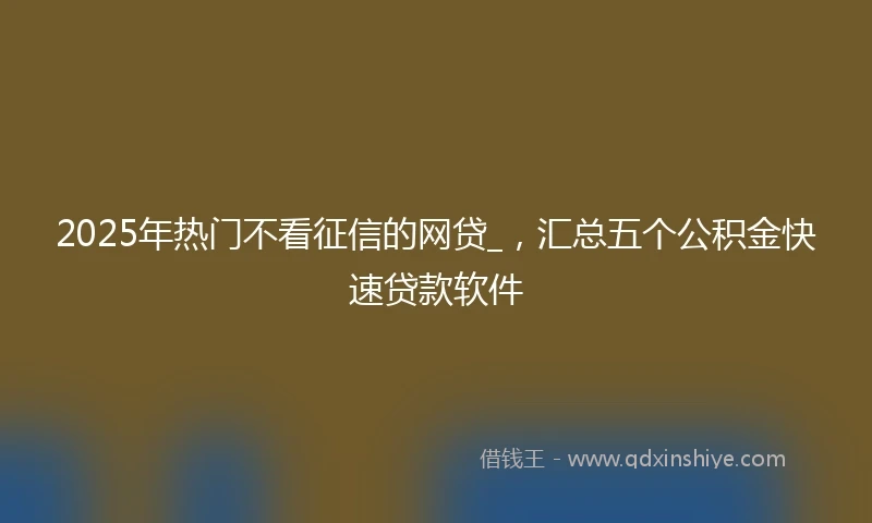2025年热门不看征信的网贷_，汇总五个公积金快速贷款软件