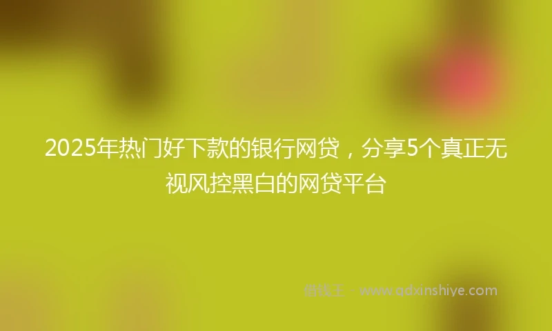 2025年热门好下款的银行网贷，分享5个真正无视风控黑白的网贷平台