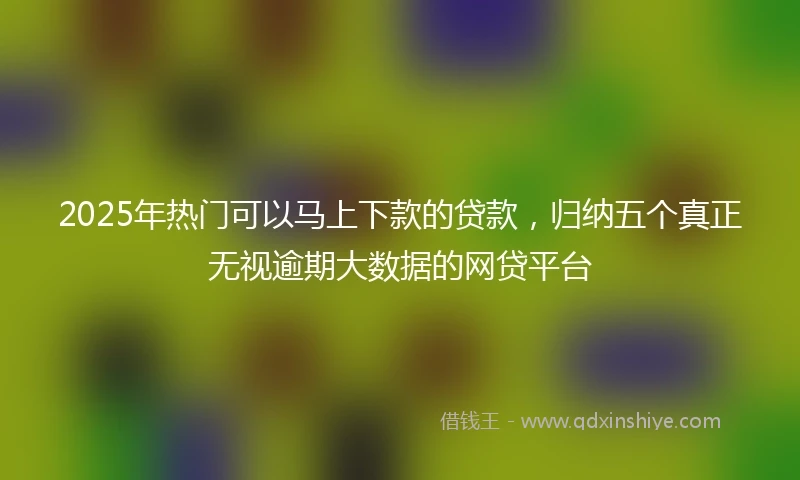 2025年热门可以马上下款的贷款，归纳五个真正无视逾期大数据的网贷平台