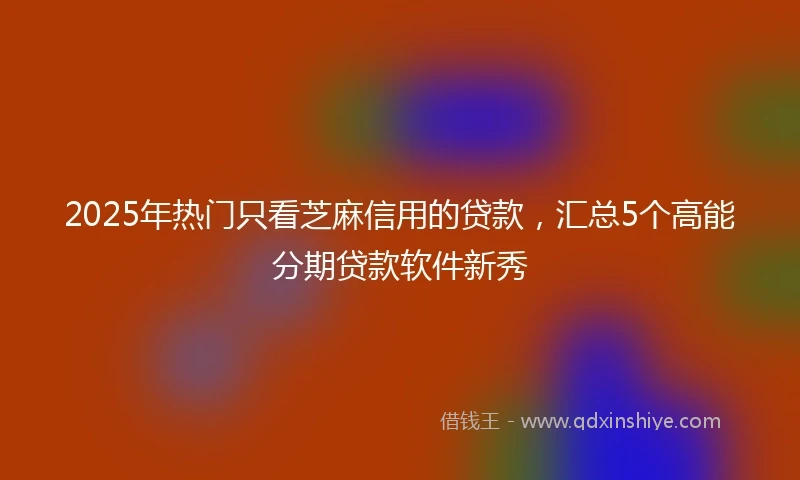 2025年热门只看芝麻信用的贷款，汇总5个高能分期贷款软件新秀