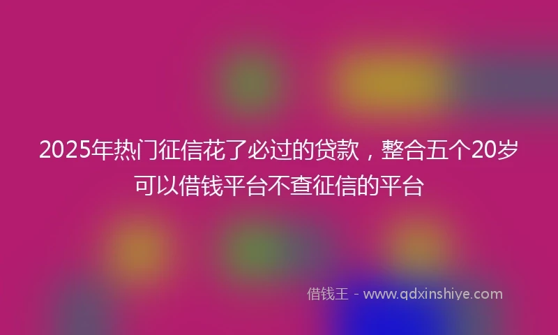 2025年热门征信花了必过的贷款，整合五个20岁可以借钱平台不查征信的平台