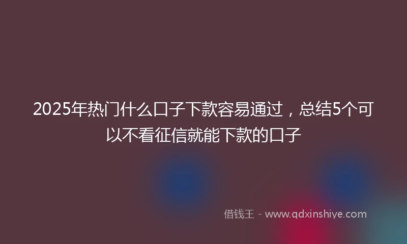2025年热门什么口子下款容易通过，总结5个可以不看征信就能下款的口子