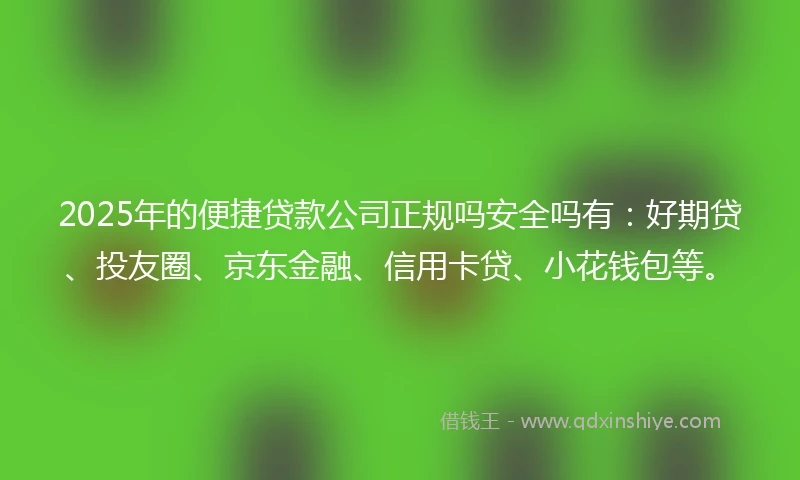 2025年的便捷贷款公司正规吗安全吗有：好期贷、投友圈、京东金融、信用卡贷、小花钱包等。