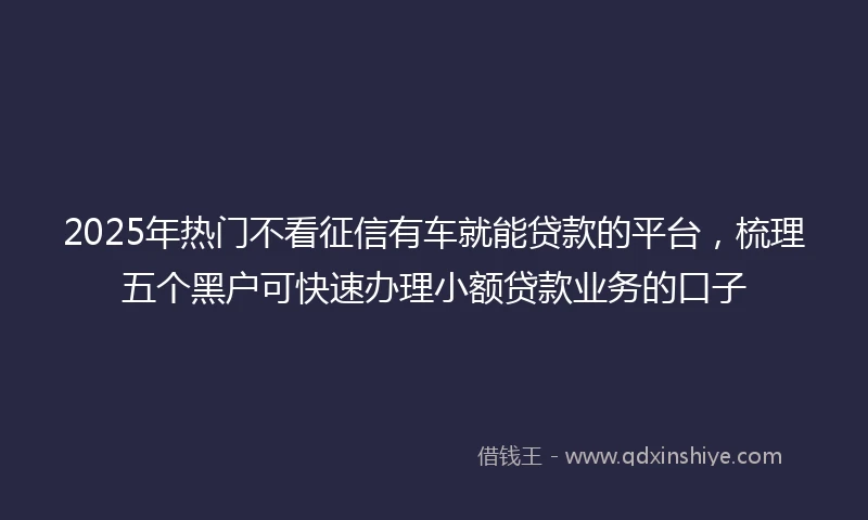 2025年热门不看征信有车就能贷款的平台，梳理五个黑户可快速办理小额贷款业务的口子