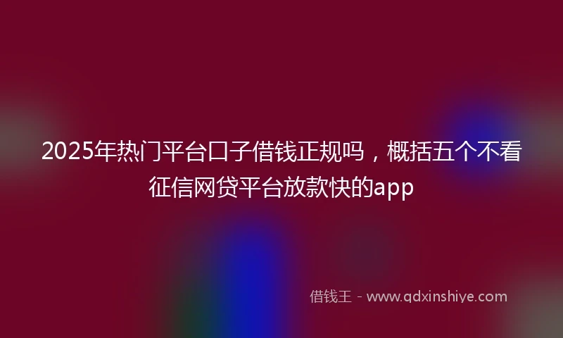 2025年热门平台口子借钱正规吗，概括五个不看征信网贷平台放款快的app