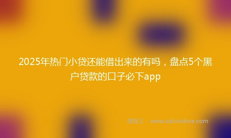 2025年热门小贷还能借出来的有吗，盘点5个黑户贷款的口子必下app