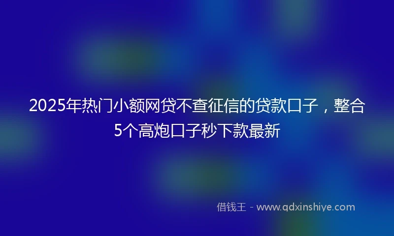 2025年热门小额网贷不查征信的贷款口子，整合5个高炮口子秒下款最新