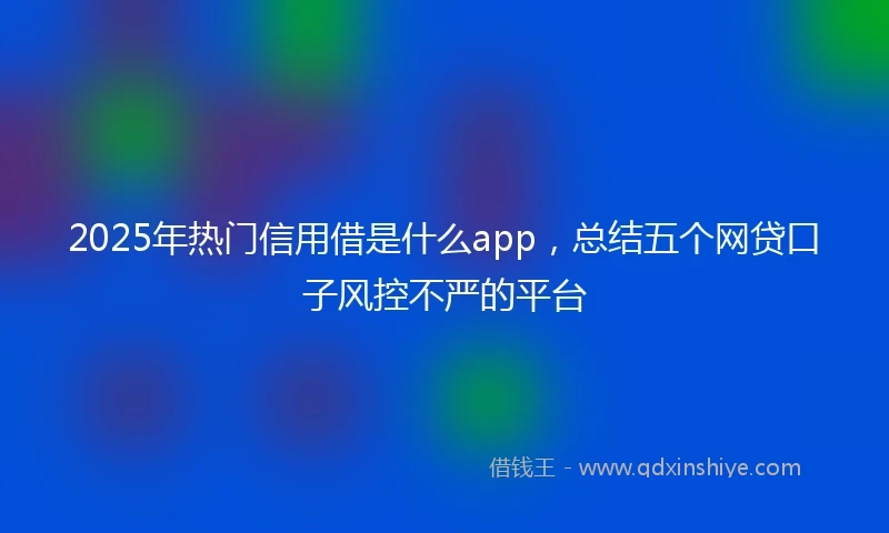 2025年热门信用借是什么app，总结五个网贷口子风控不严的平台