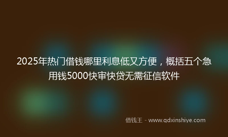 2025年热门借钱哪里利息低又方便，概括五个急用钱5000快审快贷无需征信软件