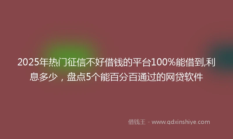 2025年热门征信不好借钱的平台100%能借到,利息多少，盘点5个能百分百通过的网贷软件
