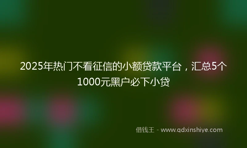 2025年热门不看征信的小额贷款平台，汇总5个1000元黑户必下小贷