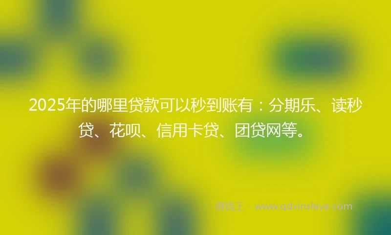 2025年的哪里贷款可以秒到账有：分期乐、读秒贷、花呗、信用卡贷、团贷网等。