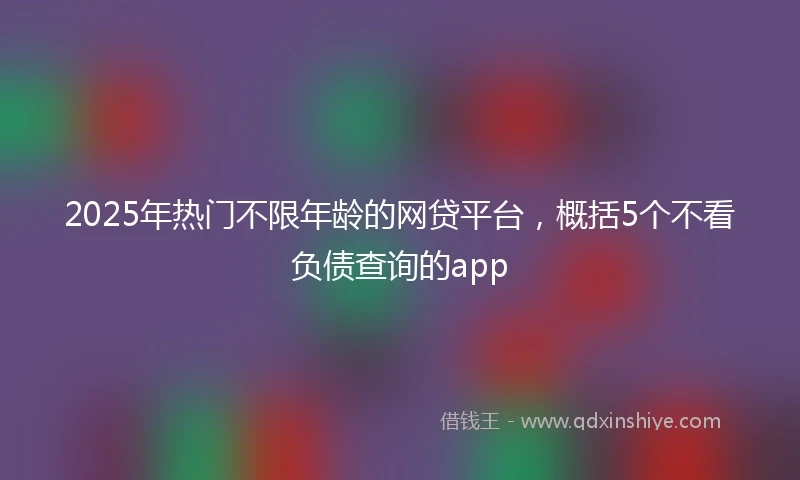 2025年热门不限年龄的网贷平台，概括5个不看负债查询的app