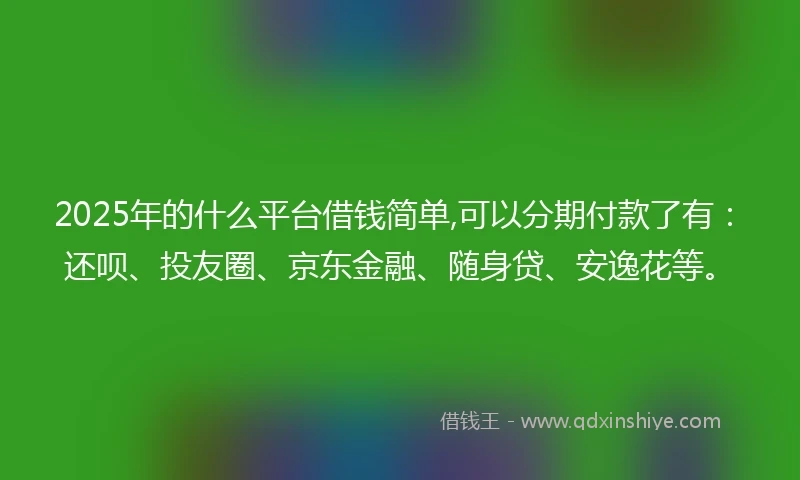 2025年的什么平台借钱简单,可以分期付款了有：还呗、投友圈、京东金融、随身贷、安逸花等。
