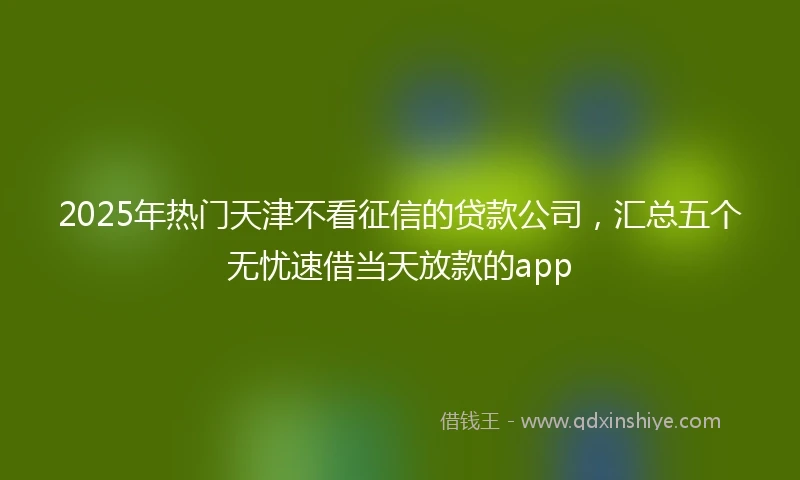 2025年热门天津不看征信的贷款公司，汇总五个无忧速借当天放款的app