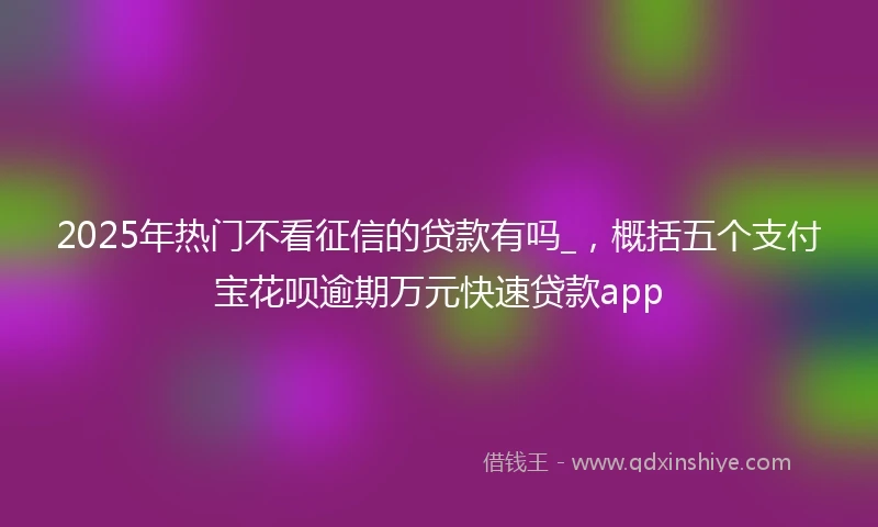 2025年热门不看征信的贷款有吗_，概括五个支付宝花呗逾期万元快速贷款app