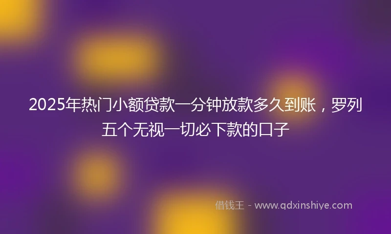 2025年热门小额贷款一分钟放款多久到账，罗列五个无视一切必下款的口子