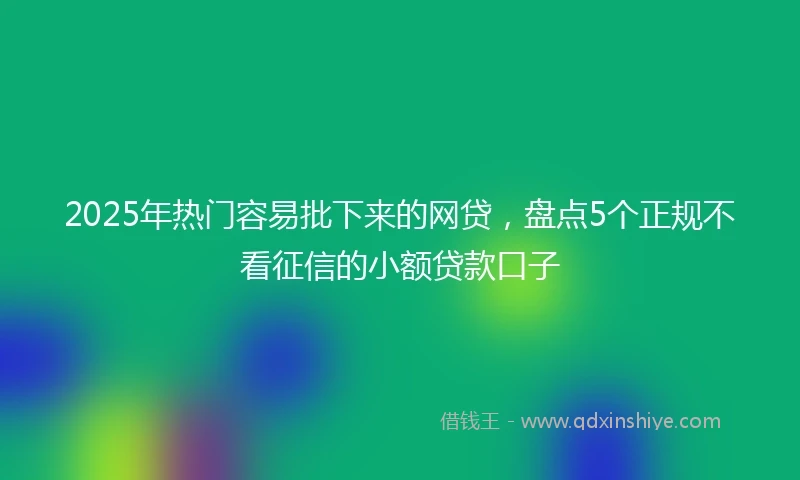 2025年热门容易批下来的网贷，盘点5个正规不看征信的小额贷款口子