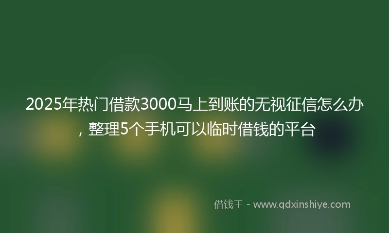 2025年热门借款3000马上到账的无视征信怎么办，整理5个手机可以临时借钱的平台