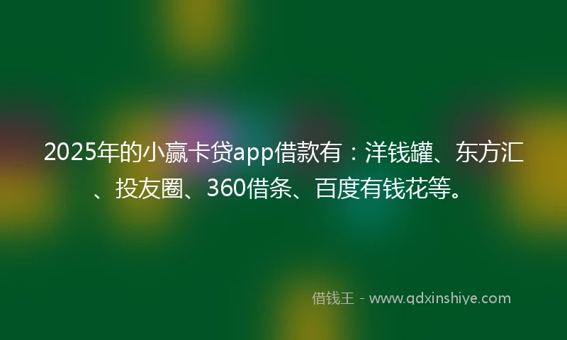 2025年的小赢卡贷app借款有：洋钱罐、东方汇、投友圈、360借条、百度有钱花等。