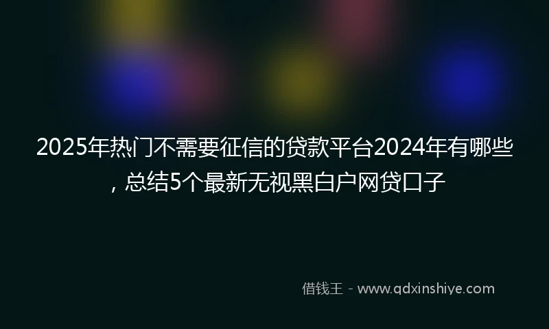 2025年热门不需要征信的贷款平台2024年有哪些，总结5个最新无视黑白户网贷口子