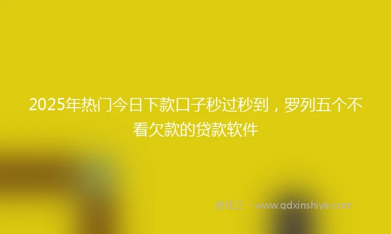 2025年热门今日下款口子秒过秒到，罗列五个不看欠款的贷款软件