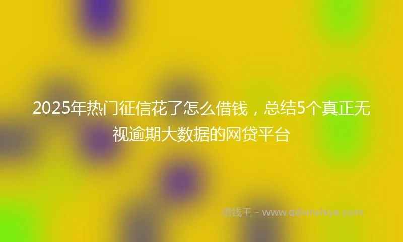 2025年热门征信花了怎么借钱，总结5个真正无视逾期大数据的网贷平台