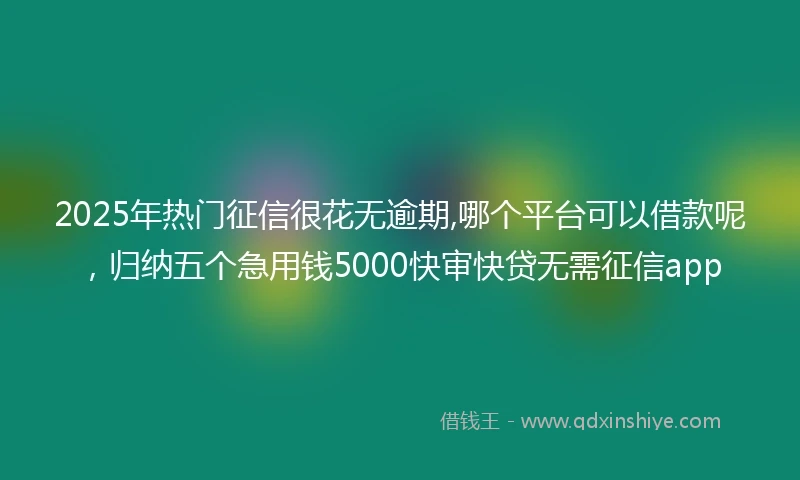 2025年热门征信很花无逾期,哪个平台可以借款呢，归纳五个急用钱5000快审快贷无需征信app