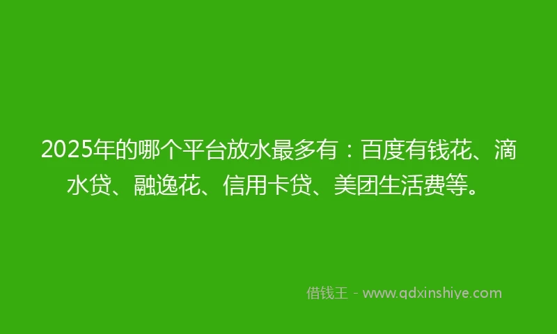 2025年的哪个平台放水最多有：百度有钱花、滴水贷、融逸花、信用卡贷、美团生活费等。