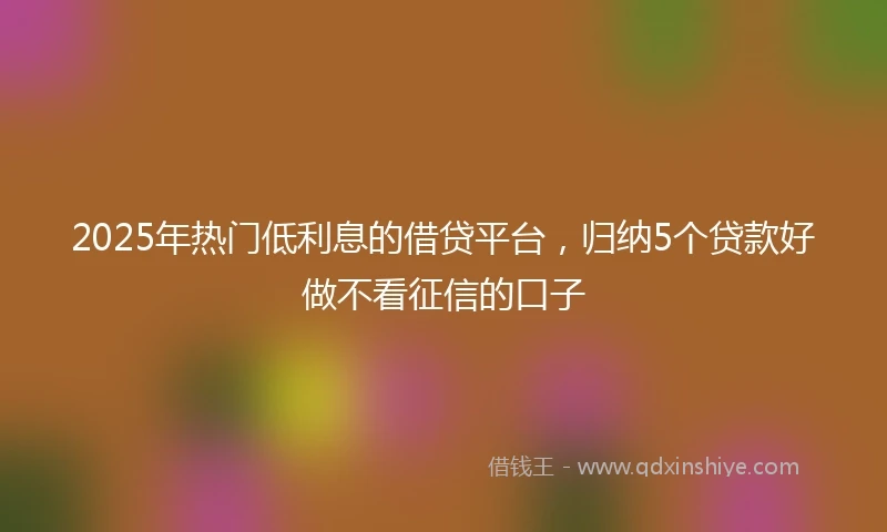 2025年热门低利息的借贷平台，归纳5个贷款好做不看征信的口子