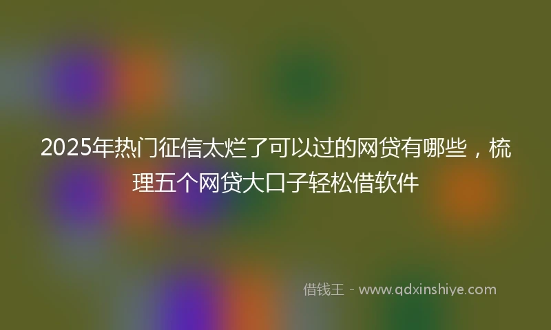 2025年热门征信太烂了可以过的网贷有哪些，梳理五个网贷大口子轻松借软件