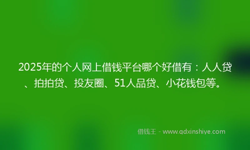 2025年的个人网上借钱平台哪个好借有：人人贷、拍拍贷、投友圈、51人品贷、小花钱包等。