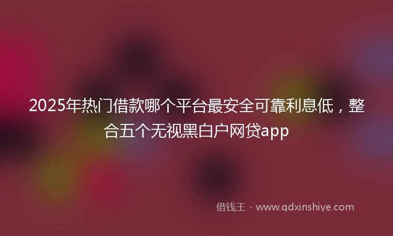 2025年热门借款哪个平台最安全可靠利息低，整合五个无视黑白户网贷app