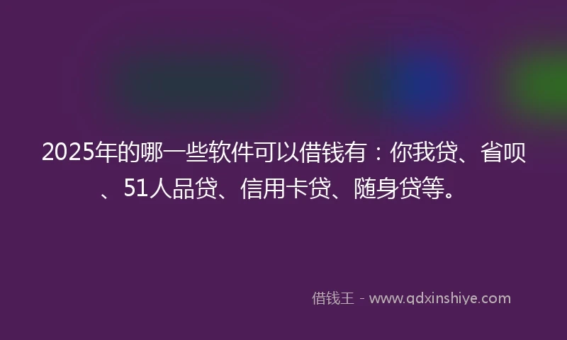 2025年的哪一些软件可以借钱有：你我贷、省呗、51人品贷、信用卡贷、随身贷等。
