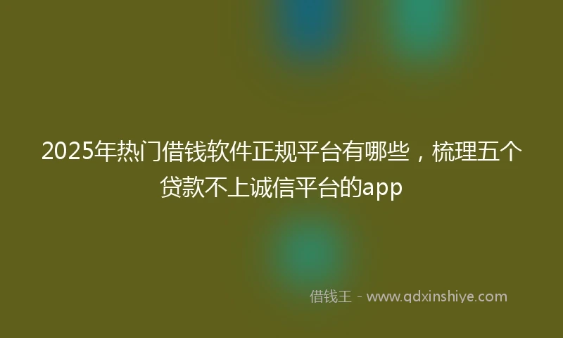 2025年热门借钱软件正规平台有哪些，梳理五个贷款不上诚信平台的app