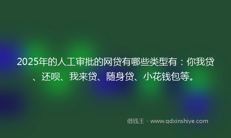 2025年的人工审批的网贷有哪些类型有：你我贷、还呗、我来贷、随身贷、小花钱包等。