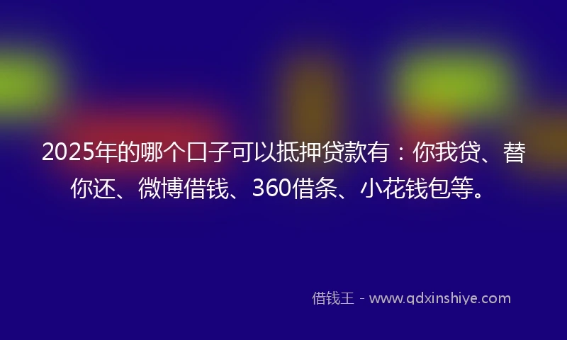 2025年的哪个口子可以抵押贷款有：你我贷、替你还、微博借钱、360借条、小花钱包等。