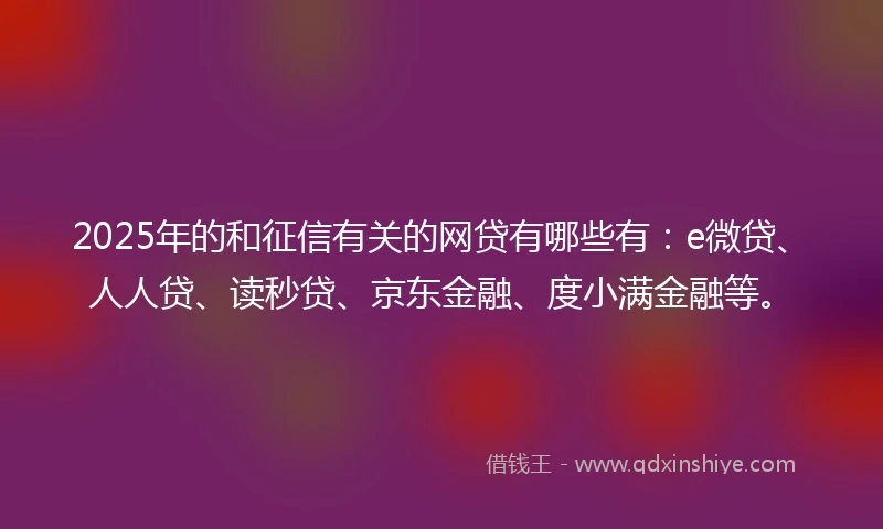 2025年的和征信有关的网贷有哪些有:e微贷、人人贷、读秒贷、京东金融、度小满金融等。