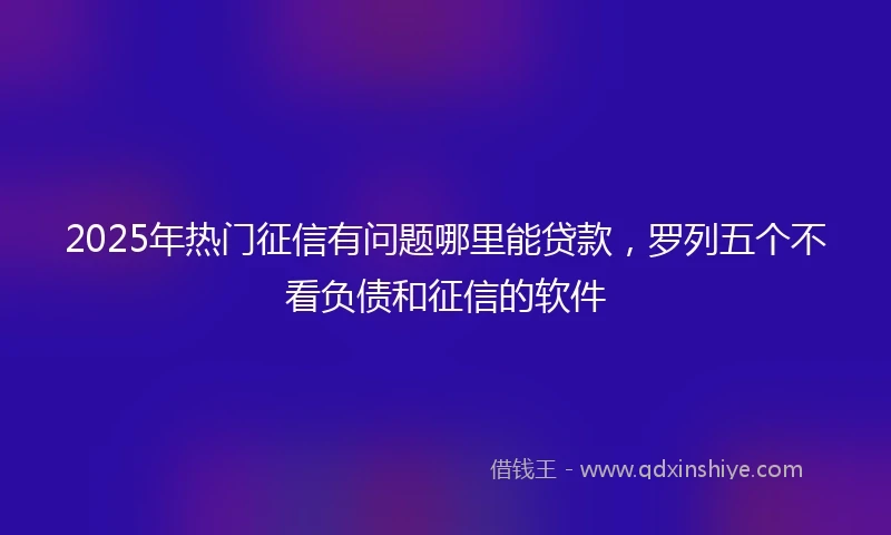 2025年热门征信有问题哪里能贷款，罗列五个不看负债和征信的软件