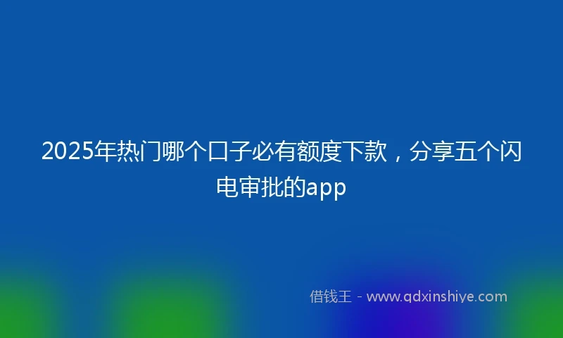 2025年热门哪个口子必有额度下款，分享五个闪电审批的app