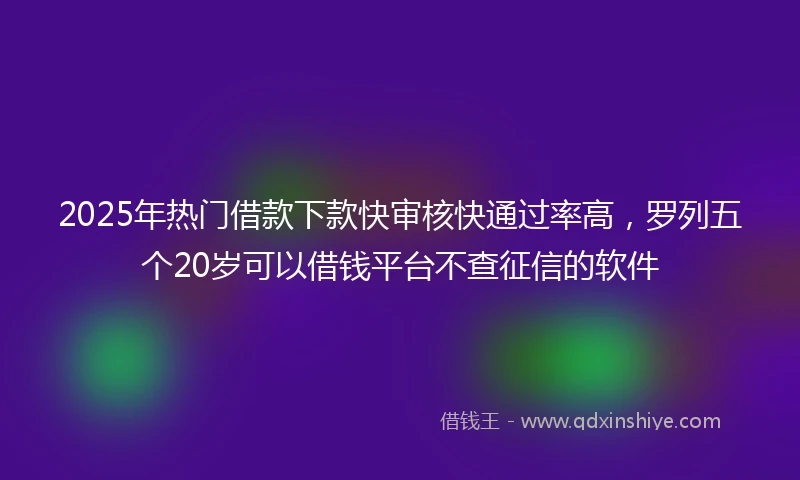 2025年热门借款下款快审核快通过率高，罗列五个20岁可以借钱平台不查征信的软件