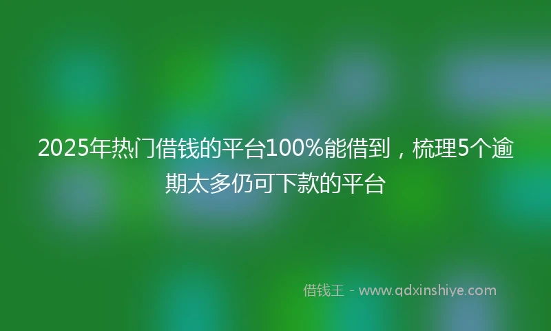 2025年热门借钱的平台100%能借到，梳理5个逾期太多仍可下款的平台
