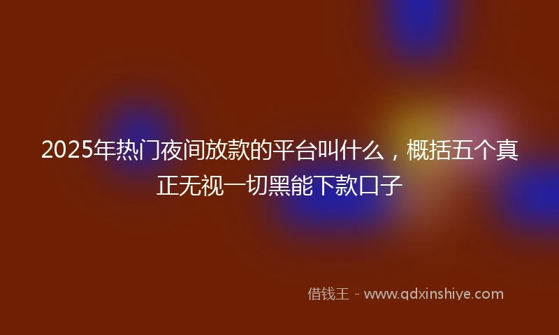 2025年热门夜间放款的平台叫什么，概括五个真正无视一切黑能下款口子
