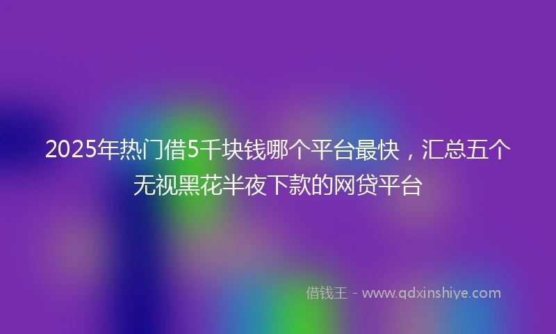 2025年热门借5千块钱哪个平台最快，汇总五个无视黑花半夜下款的网贷平台