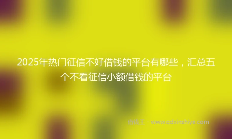 2025年热门征信不好借钱的平台有哪些，汇总五个不看征信小额借钱的平台