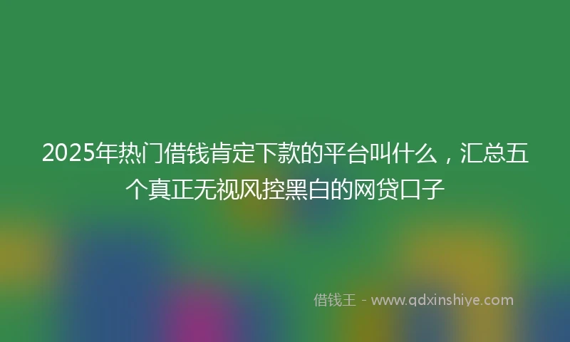 2025年热门借钱肯定下款的平台叫什么，汇总五个真正无视风控黑白的网贷口子